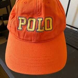 Ralph Lauren Orange Polo Embroidered Cap with Yellow Logo
